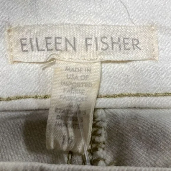 Eileen Fisher Cropped Raw Hem High-Rise Jeans Stretch Cream 16 - Picture 11 of 12